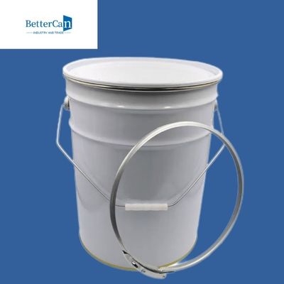 주문 금속 커버와 20L 라운드 금속 페인트 통 하얀 외부 online manufacture