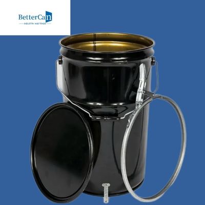 0.32mm-0.43mm 금속 페인트 들통    Lid와 20l 검은 버킷